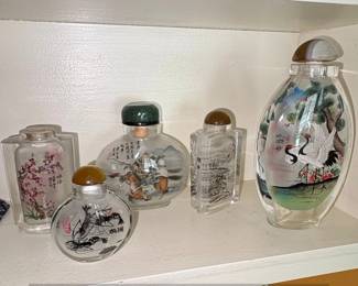 Set of Chinese Snuff Bottles with HandPainted Scenes