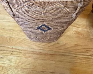 Handwoven Rattan Tote Bag with Diamond Pattern