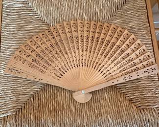 Carved Sandalwood Folding Fan
