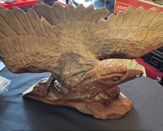 Hand Carved Mahogany or Walnut Eagle Sculpture