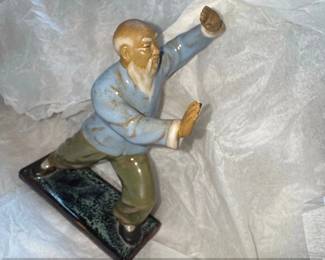 Vintage Chinese Mudman Figurine  Tai Chi Pose