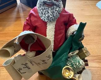 Possible Dreams Clothtique African American Santa Claus Figurine with Nice List