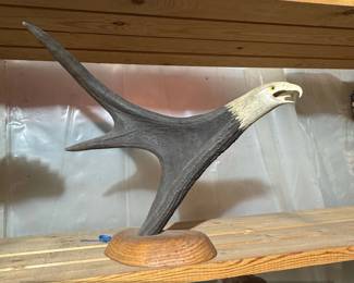 Carved Antler Eagle Sculpture by Stan Hill Jr.