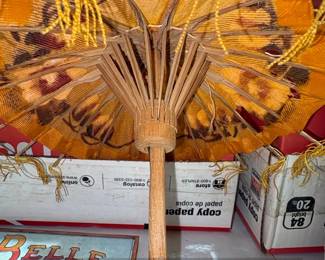 Vintage Japanese Parasol with Floral Motif second image