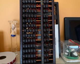 Vintage Chinese Wooden Abacus with Brass Hardware