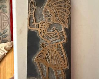 Native American Chief Wood Engraving Printing Block
