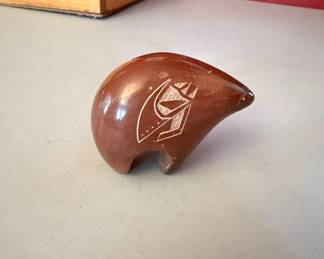 Carved Ceramic Bear Figurine  Southwest Indian Style