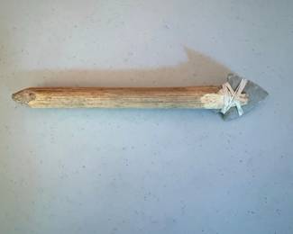 Primitive Stone Arrowhead with Wooden Shaft