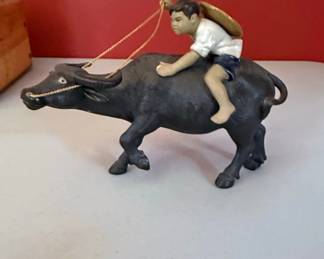 Boy Riding Water Buffalo Figurine  Shiwan Style