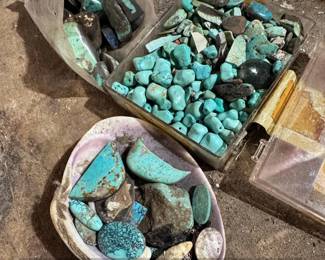 Assorted Turquoise and Lapis Lazuli Gemstone Cabochons and Tumbled Stones