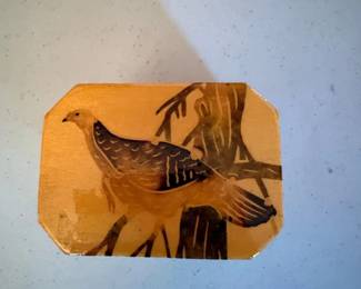 Vintage Wooden Trinket Box with Bird Carving second image