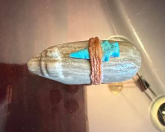 Zuni Carved Stone Bear Fetish with Turquoise Inlay second image