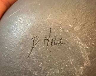 Native American Blackware Pottery Vase, Signed P. Hill third image