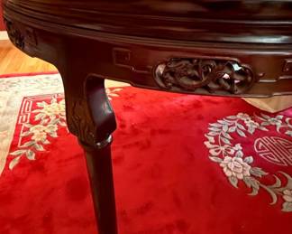 Chinese Rosewood tables and eight chairs Red Silk Cushion third image