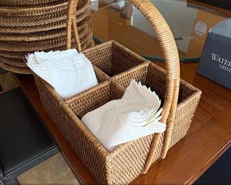 Woven Rattan Charger Plates and Napkin Holder Set third image