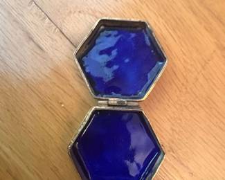 Hexagonal Cloisonn Trinket Box with Floral Motif second image