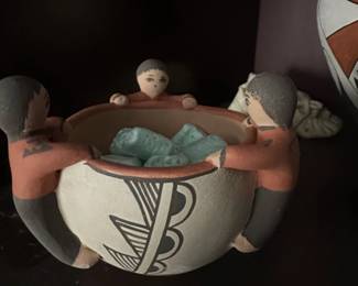 Carol Pena Jemez N. Mex. Pottery Figural Bowl