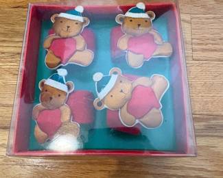 Christmas Teddy Bear Napkin Rings Set