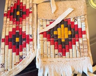Native American Beaded Pipe Bag with Fringes
