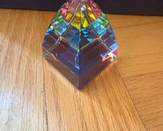 Faceted Glass Prism Paperweight
