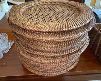 Woven Rattan Charger Plates and Napkin Holder Set