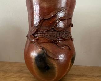 Art Pottery Vase with Textured Design