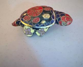 Vintage Cloisonn Turtle Trinket Box