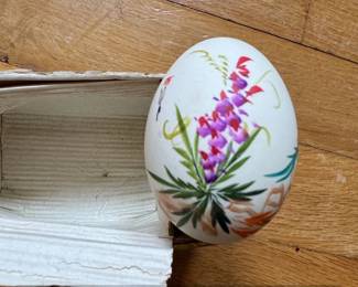 HandPainted Porcelain Egg with Floral Design