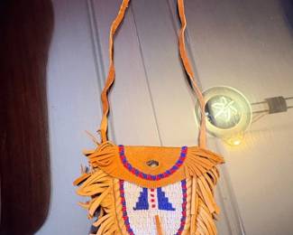 Native American Style Beaded Leather Pouch