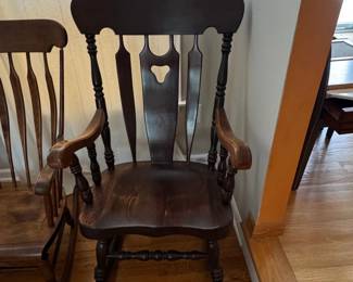 Dark Wood Rocking Chair with Heart Cutout