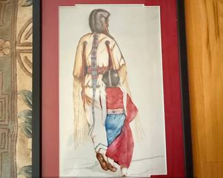 Native American Mother and Child Watercolor Painting