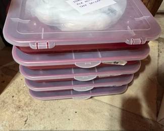 Sterilite Pack Red Ornament Storage Boxes with Compartmentalized Trays