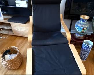 IKEA Pong Armchair and Ottoman, Birch Veneer or Knisa Black second image