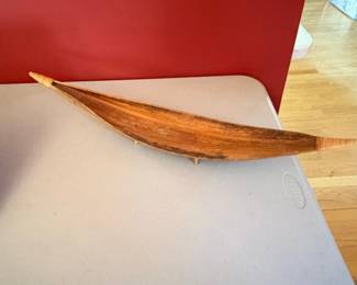 Long Footed Wooden Slender Boat Shaped Bowl