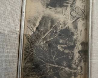 Framed Sketch of a Bird and Branches second image