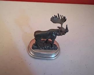 Vintage Pewter Moose Miniature Figurine on Base