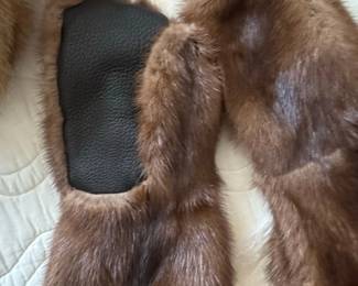 Brown Mink Fur Stole with Leather Lining second image