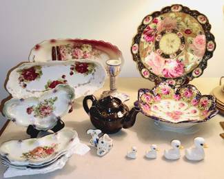 Vintage Hand Painted Serving Pieces 