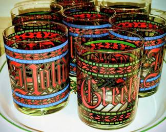 Vintage Houze Happy Holidays Rocks Glasses