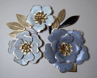 Metal Painted Floral Wall Decor, Approx 22" x 29" 