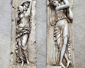 Toscano Style Resin Water Maidens, Qty 2, Approx 21" x 7"