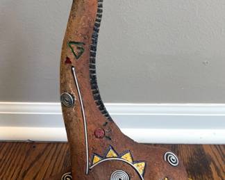 Decorated Clay Giraffe Sculptures, Qty 2