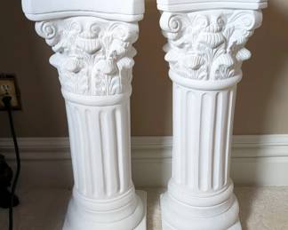 Roman Style Pedestal Columns, 27.5" x 9.5" x 9.5", Qty 2