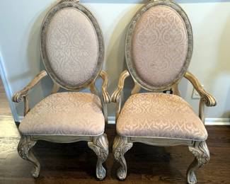 Wood Chairs With Cushions, Qty 2, 45.5" Tall