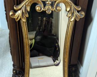 Gold Leaf Framed Mirror, Approx 32" x 13"