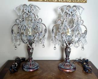 Chandelier Table Lamps, Qty 2, Approx 20" x 10", Both Power On