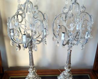 Crystal And Metal Candelabra-Style Table Lamps, 32" Tall, Qty 2 