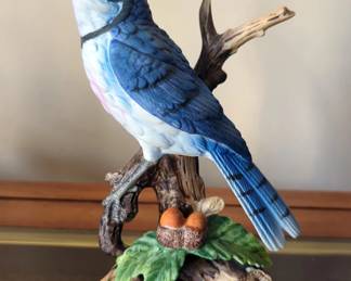 Andrea Sadek 7.5" Cardinal And 6" Parula Warbler, Dave Grossman 7" Blue Jay And Finch 4" Porcelain Figure