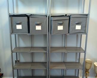 Folding Shelf Units, 66" Tall, Qty 2, With 4 Soft-Wall Storage Bins