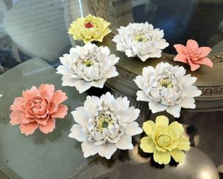 Ceramic Decorative Flowers, Qty 8 